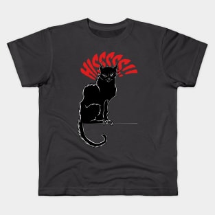 Black Cat Hissing Halloween Angry Cats Illustration Kids T-Shirt